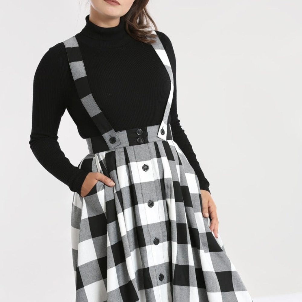 Hell Bunny Black and White A-Line Skirt.Teen Spirit Pinaford Style